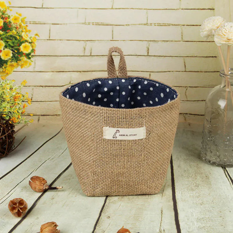 Cotton Linen Flower Pot Hanging Storage Bag.