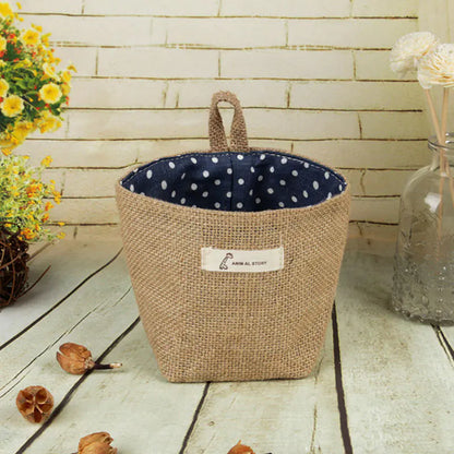 Cotton Linen Flower Pot Hanging Storage Bag.
