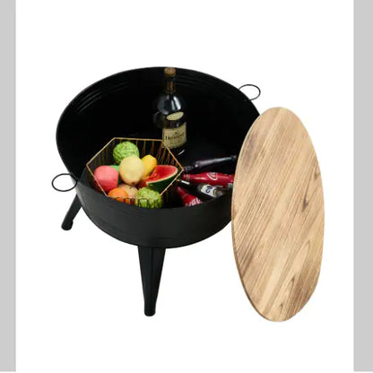 Farmhouse Rustic Distressed Metal Accent Cocktail Table.Dark rustic metal accent table.