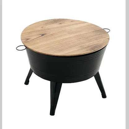 Farmhouse Rustic Distressed Metal Accent Cocktail Table.Dark rustic metal accent table.