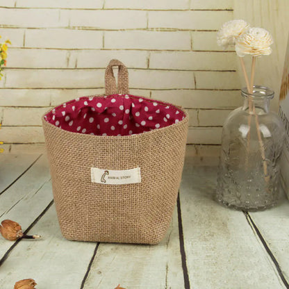 Cotton Linen Flower Pot Hanging Storage Bag.