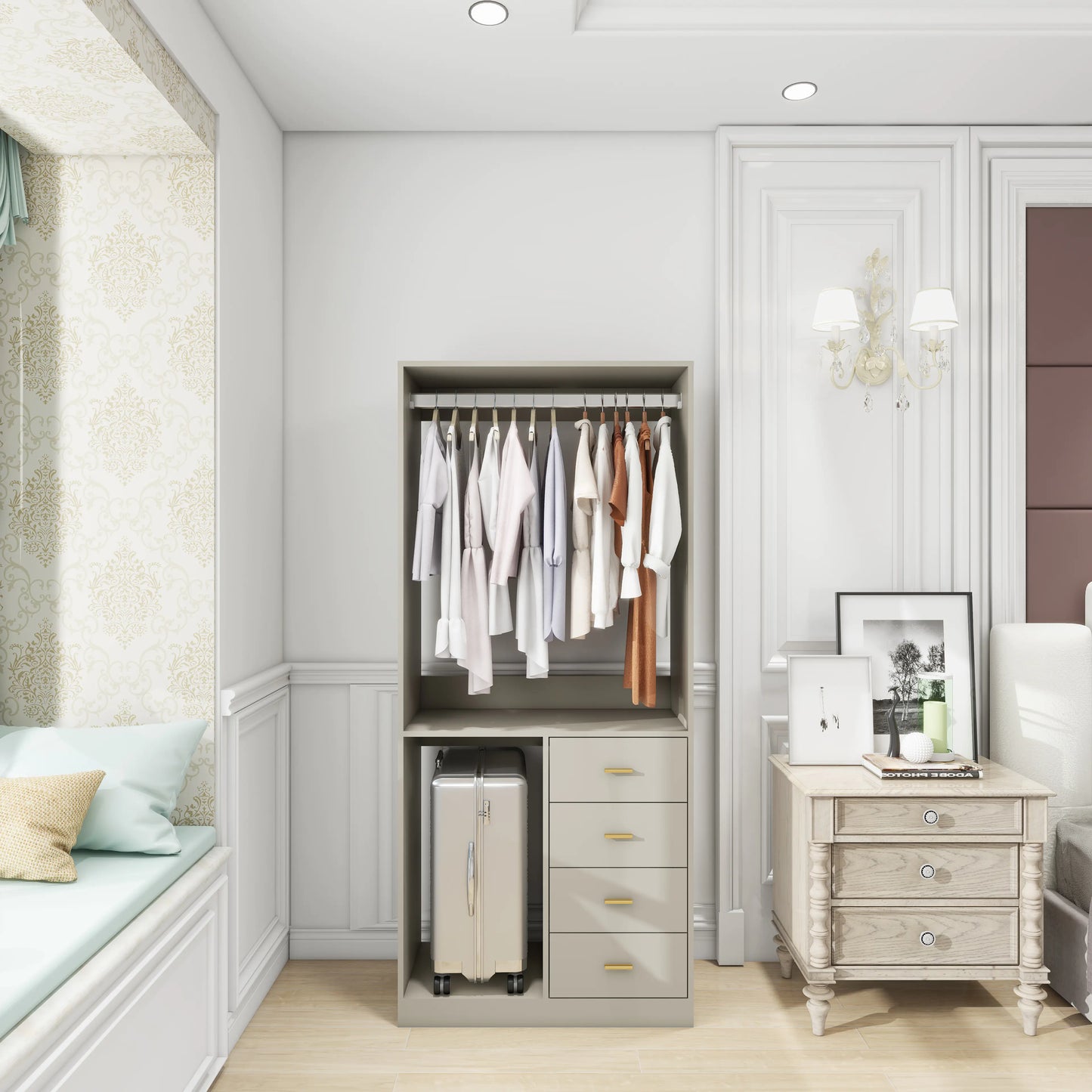 Grey Closet Organizer.
